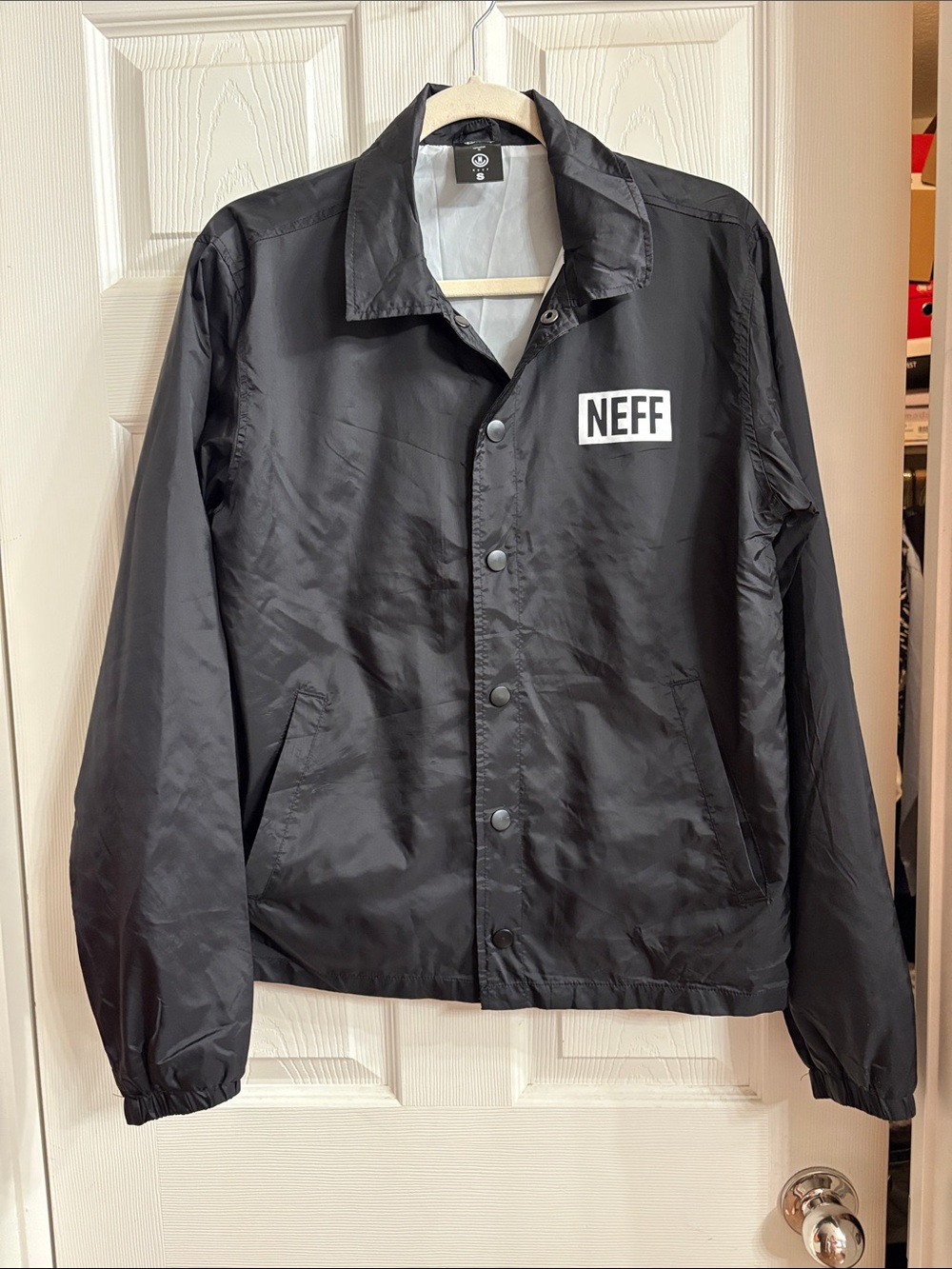 Neff Black Windbreaker with White NEFF Patch